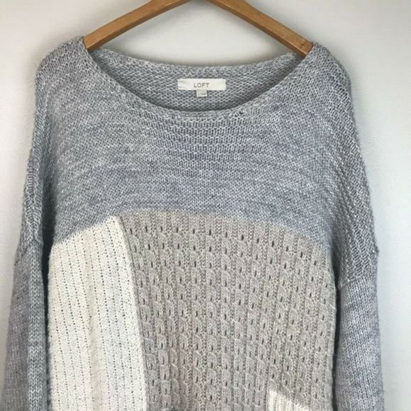 EUC LOFT Patchwork Dolman Sleeve Oversized Sweater - Picture 5 of 10